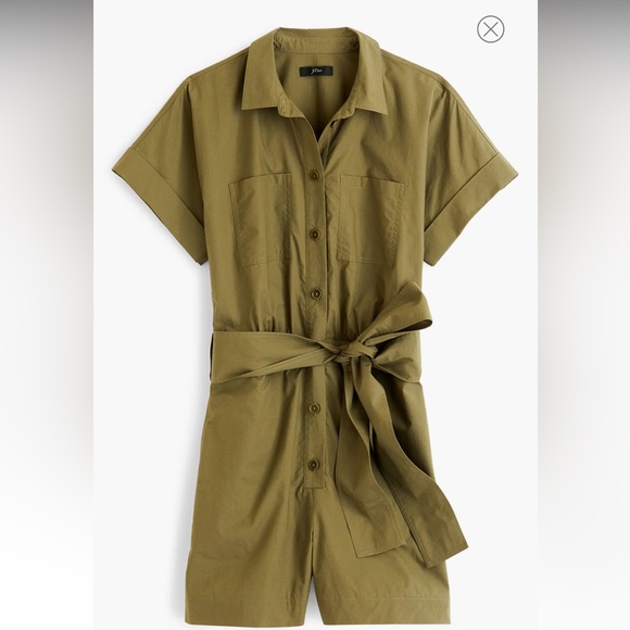 J.CREW SOLID OLIVE GREEN BUTTON-ON ROMPER SIZE 4 - Picture 6 of 9
